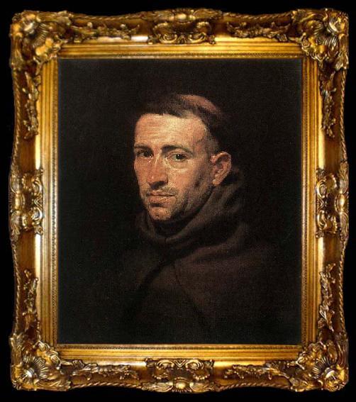 framed  RUBENS, Pieter Pauwel Head of a Franciscan Friar, ta009-2